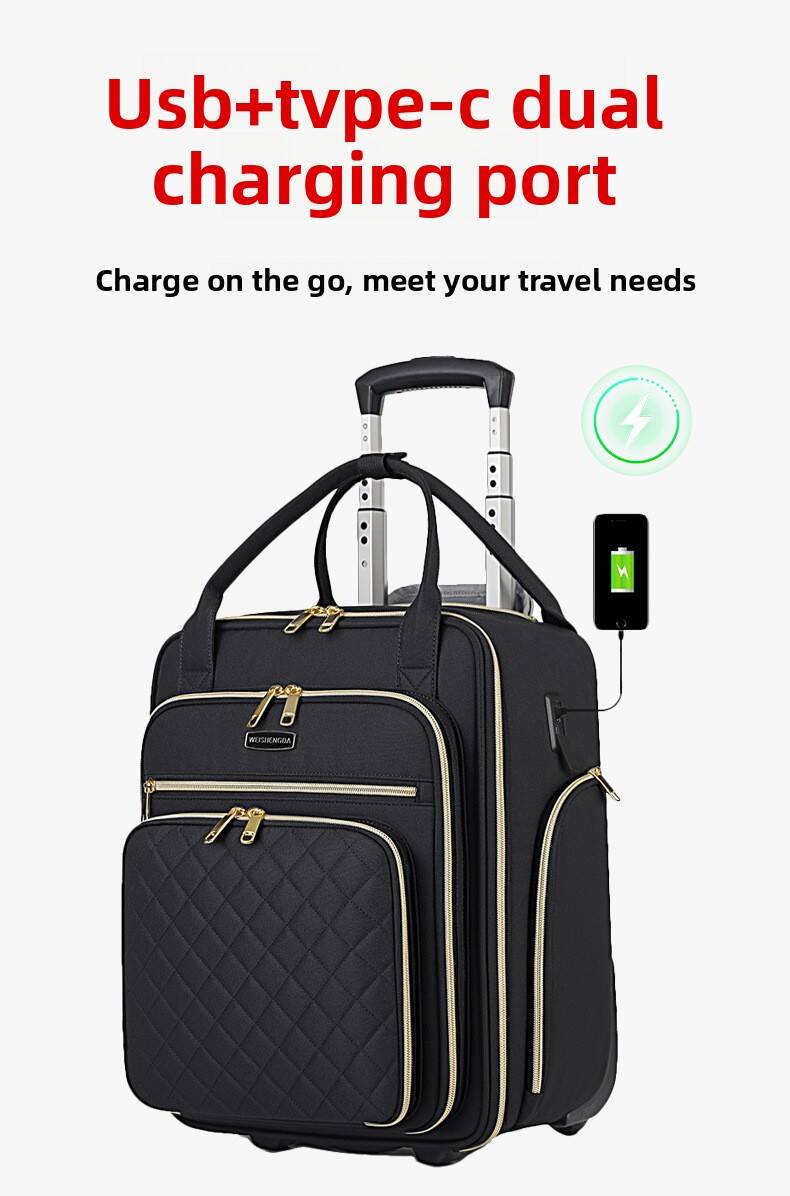 Foldable Rolling Luggage Bag - Women Business Rolling Trolley Bag Travel