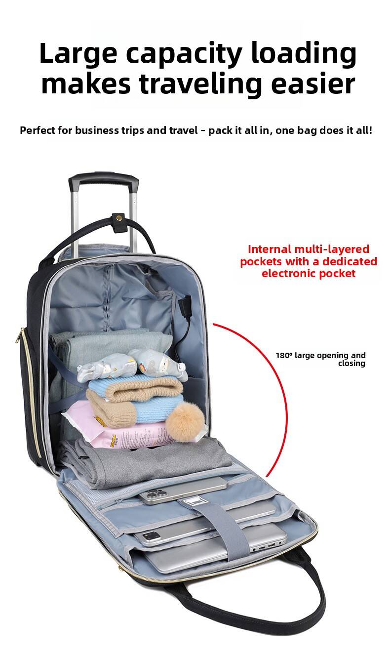 Women Business Rolling Trolley - Foldable Rolling Luggage Bag ulasan dan harga