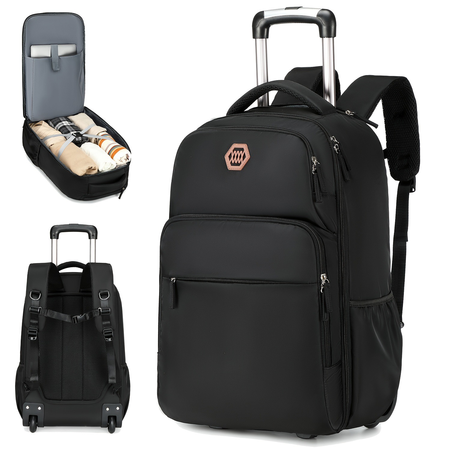 40L Rolling Laptop Backpack Bu - Foldable Rolling Luggage Bag ulasan dan harga