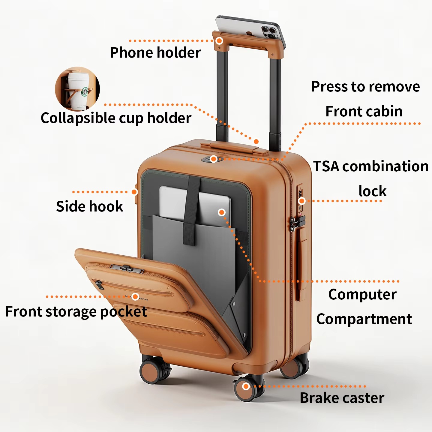 Rolling Luggage with Removable - Spinner Wheel Rolling Suitcase 20 Inch ulasan dan harga