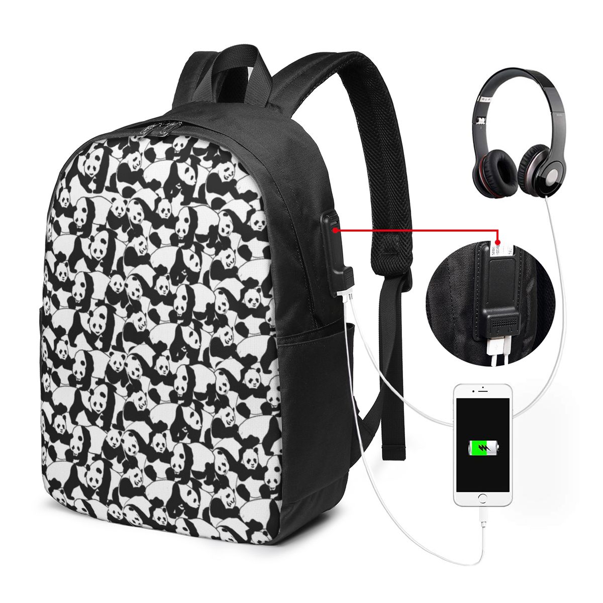 Panda Pattern Backpack Travel  - Backpacks ulasan dan harga