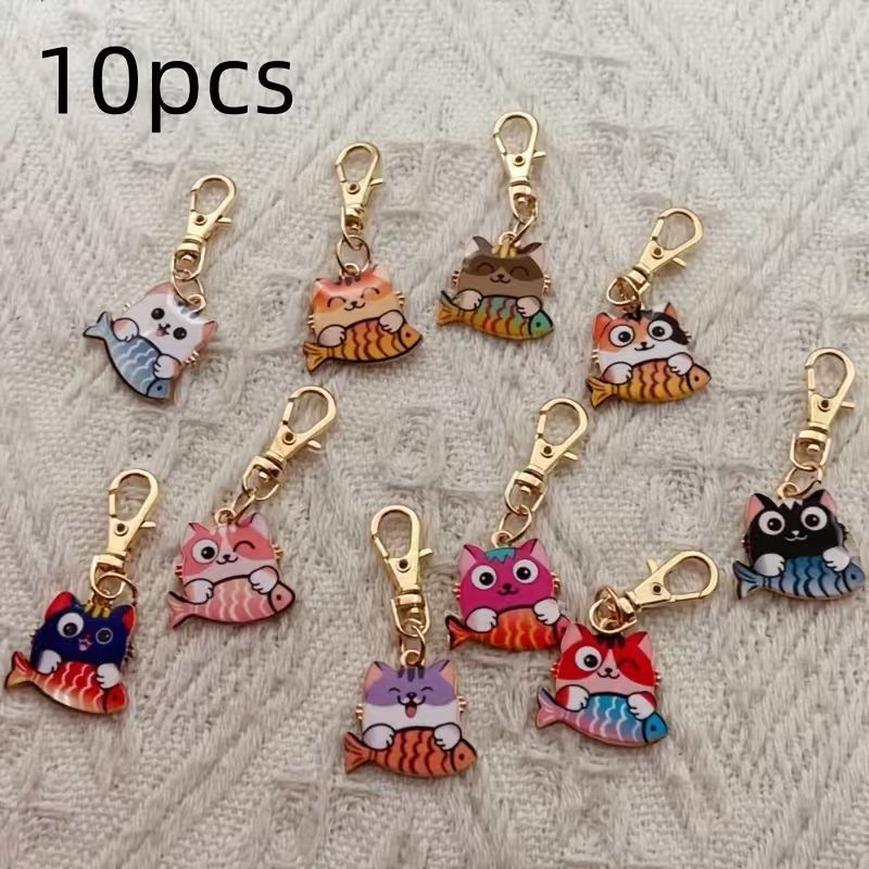10pcs alloy printed cat keycha - Wallets ulasan dan harga